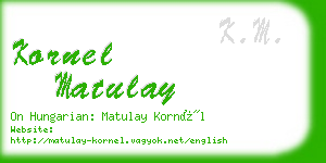 kornel matulay business card